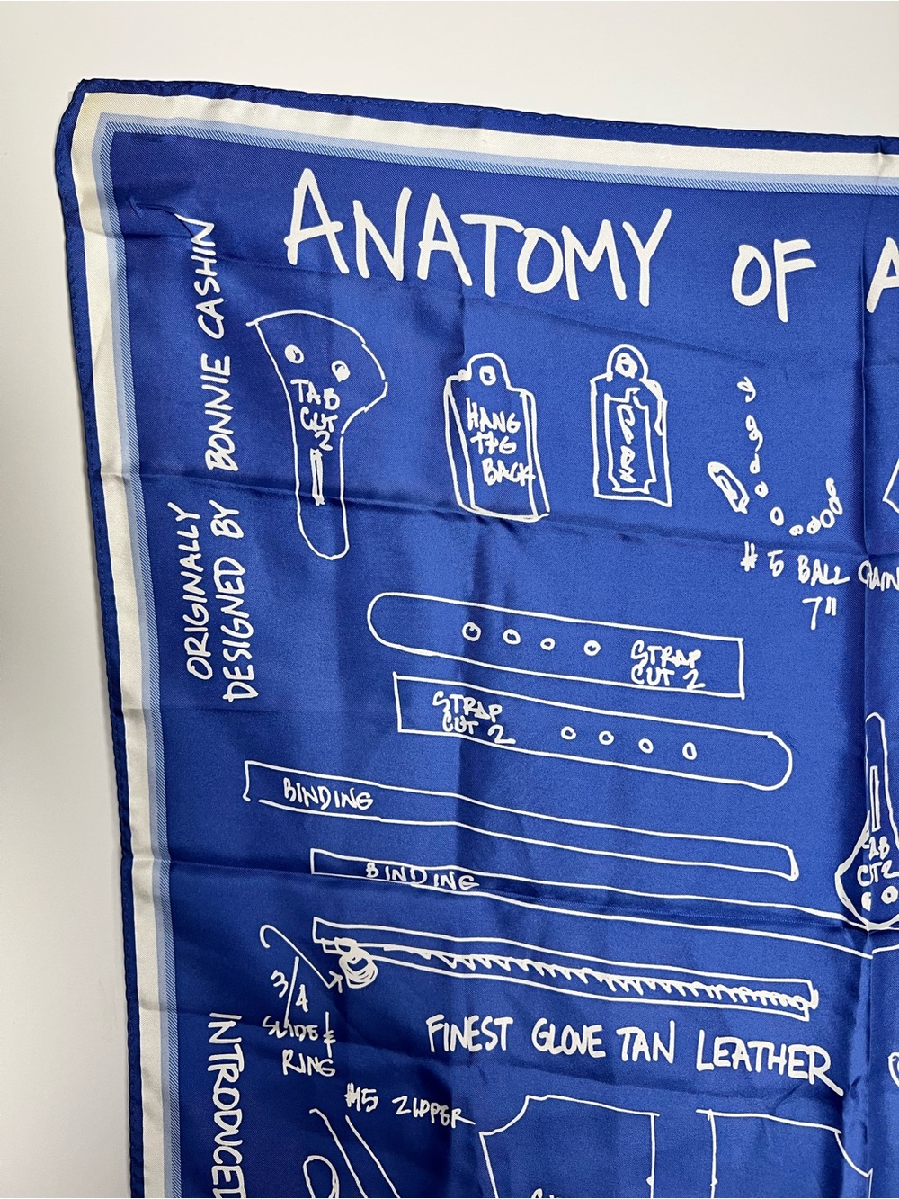 NWT Coach Anatomy of a Duffle Sack Square Silk Scarf Blue & White style 83064 - Picture 7 of 13